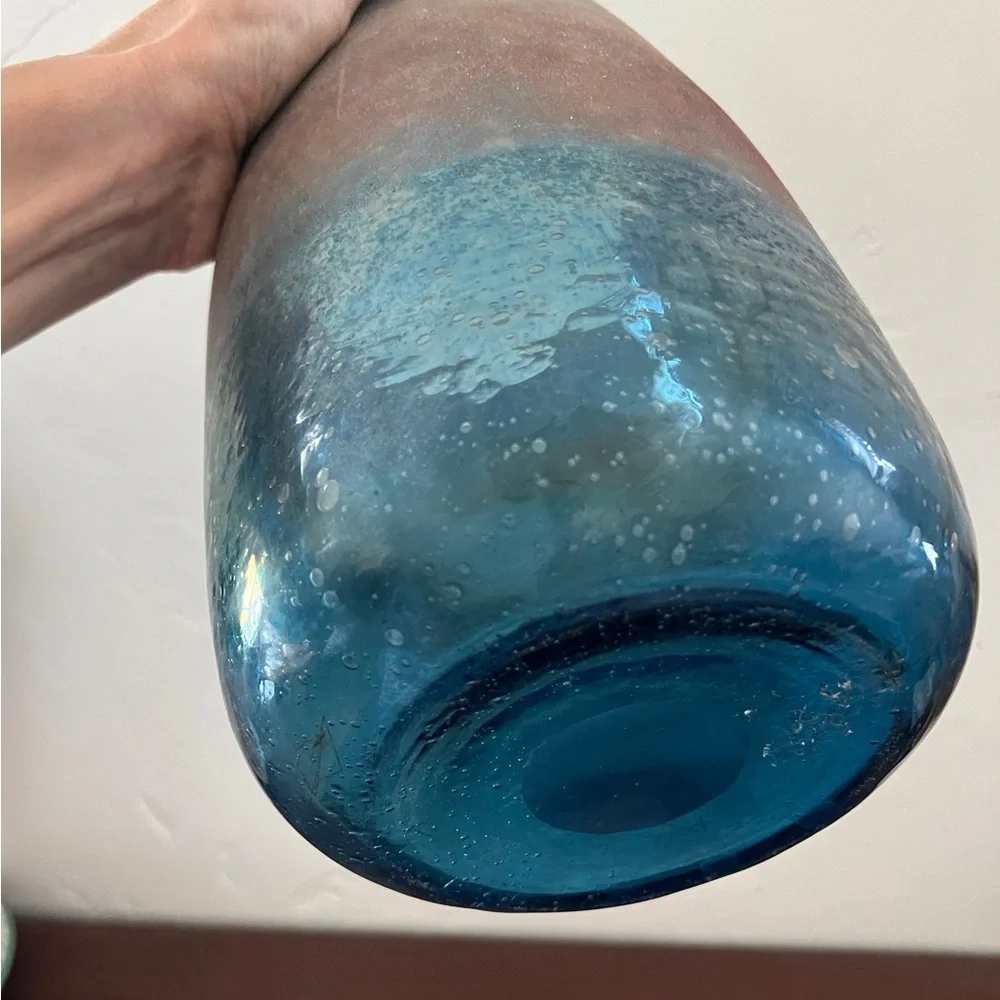 Anthropologie Teal and Rose Ombre Iridescent Vase